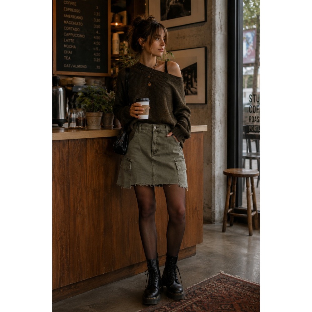 Joe's Jeans Olive Green Cargo Mini Skirt Raw Hem Size 25